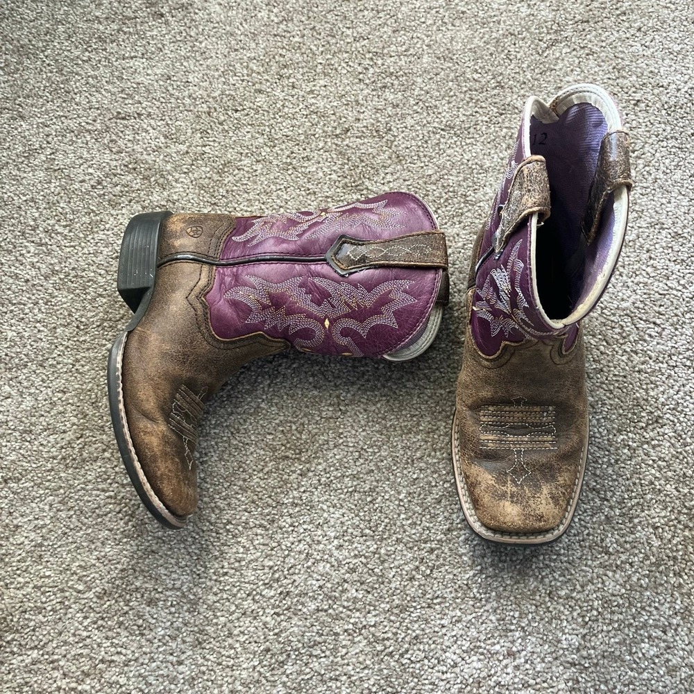 Ariat Purple and Brown Western‎ Boots Size 12 Cowgirl